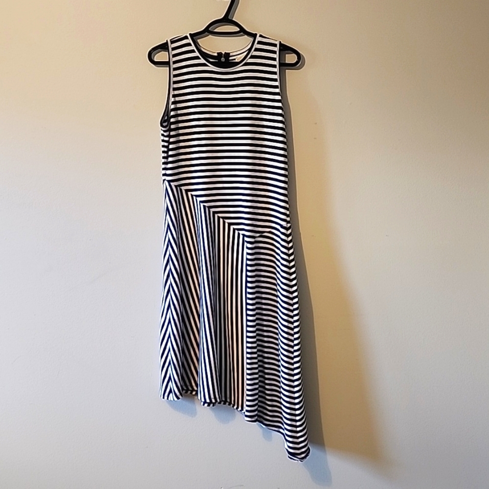Michael Kors asymmetrical knit summer stripe dress sz large